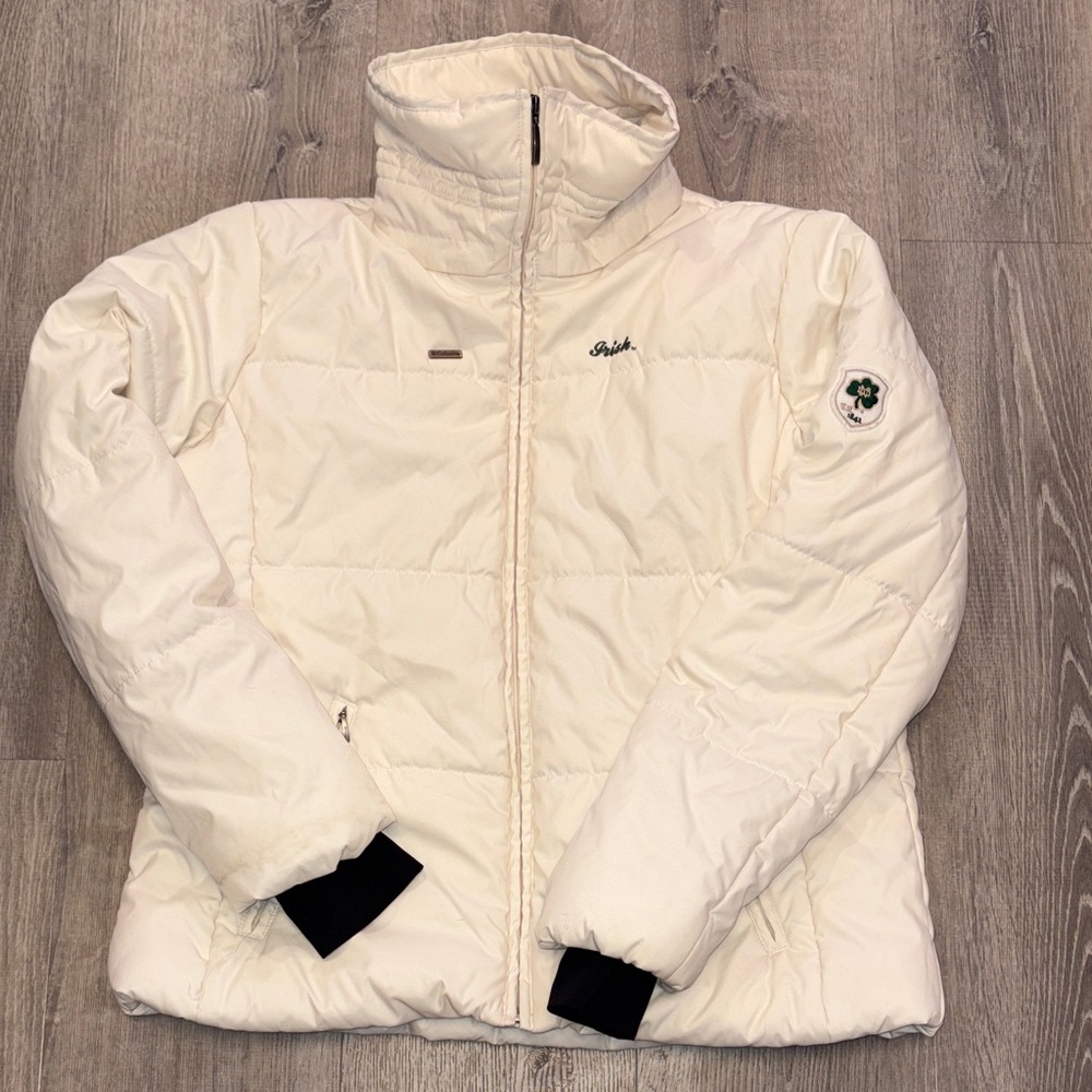 Columbia Women's Off-White Puffer with Notre Dame Logo Jacket